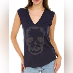 Zadig and Voltaire Brooklyn Tshirt with Diamante Skull Size L